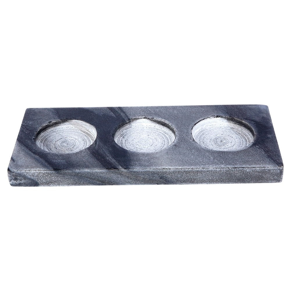 Elegant candlestick for three tealights in gray marble