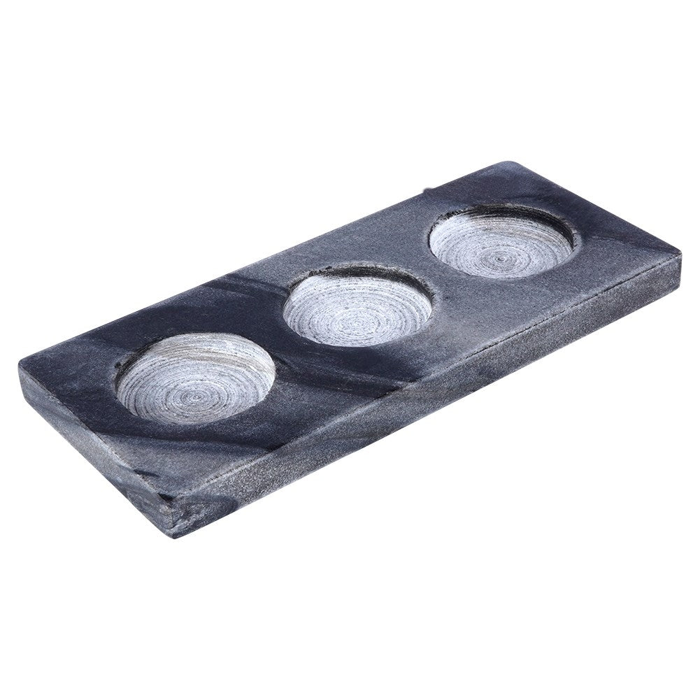 Elegant candlestick for three tealights in gray marble