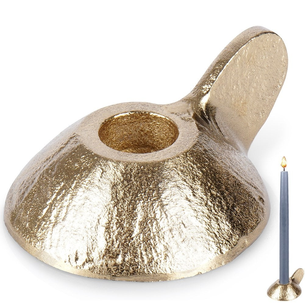Elegant candlestick in golden aluminum for long light