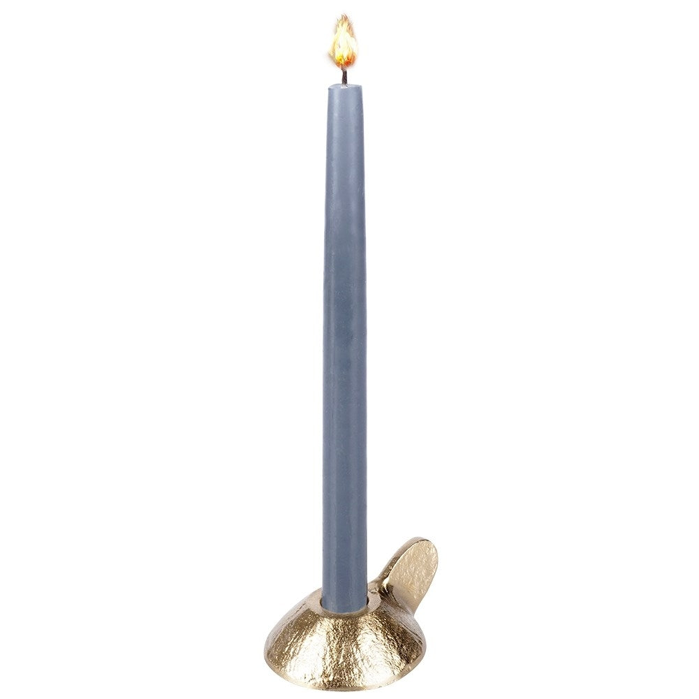 Elegant candlestick in golden aluminum for long light
