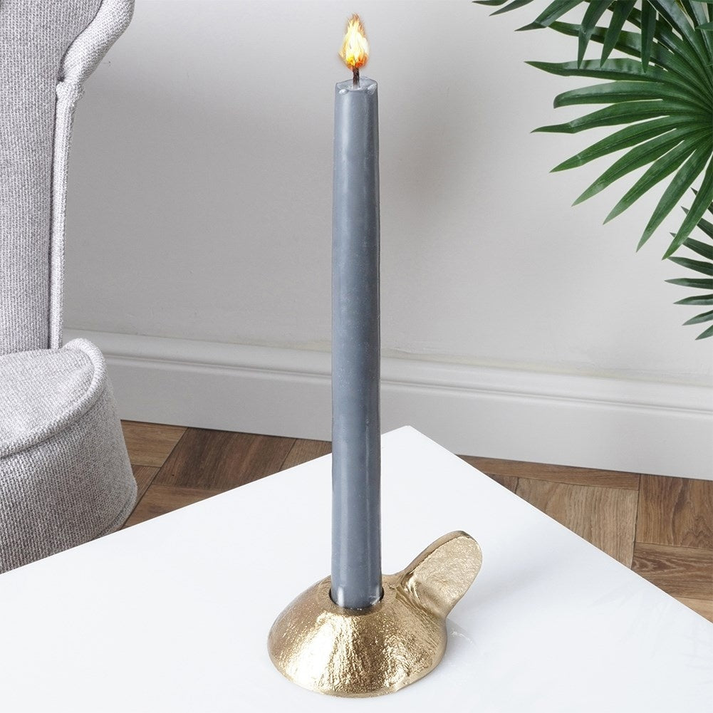 Elegant candlestick in golden aluminum for long light