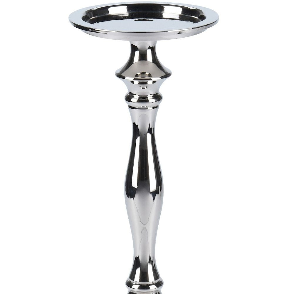 Elegant candlestick in silver, classic style, highly polished surface