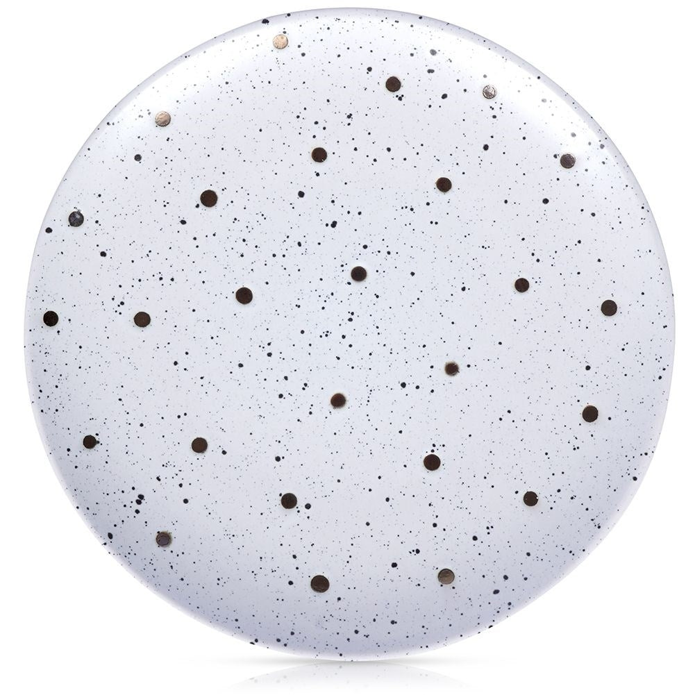Elegant ceramic plate with black and gold dots