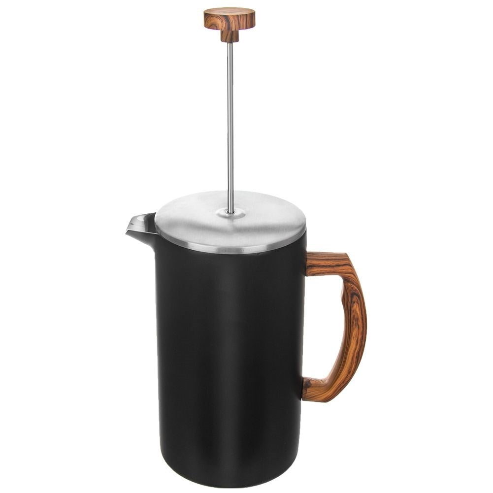 Elegant coffee press in stainless steel with steel piston