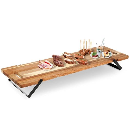 Elegant collapsible serving tray in acacia wood