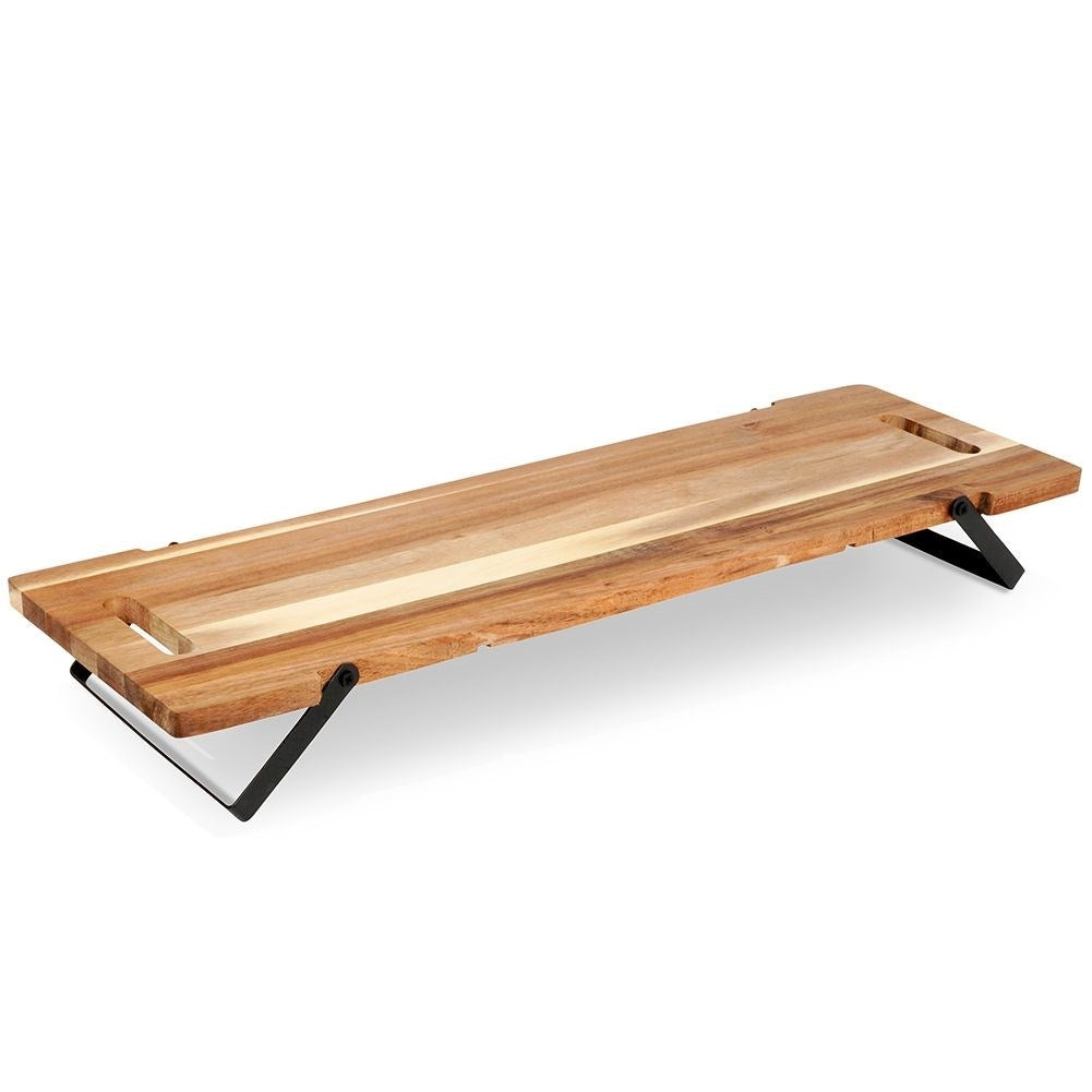 Elegant collapsible serving tray in acacia wood