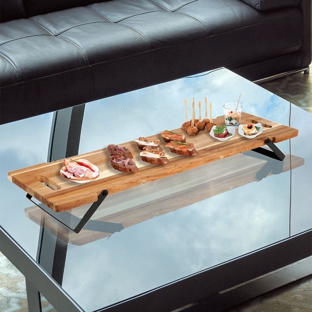 Elegant collapsible serving tray in acacia wood