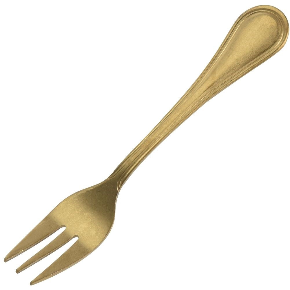 Elegant dessert forks in gold colored stainless steel, set of 4
