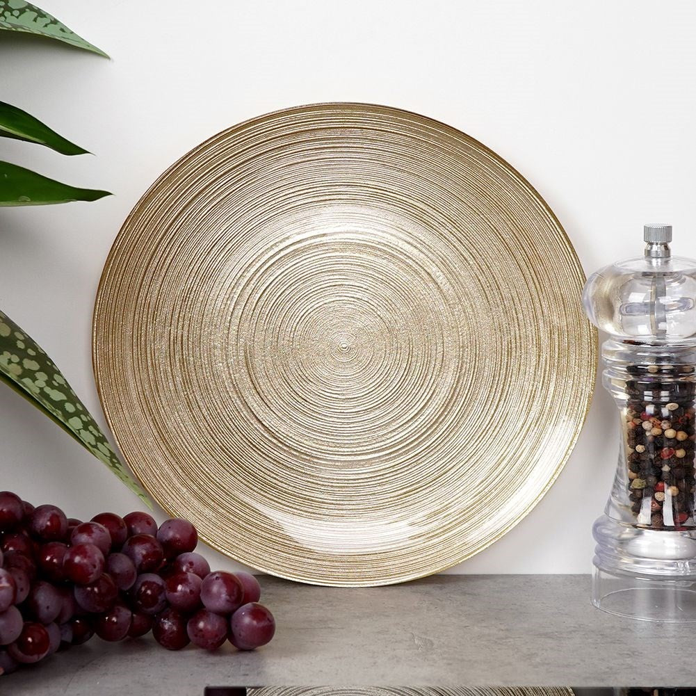 Elegant dessert plate in gold glass, dishwasher safe
