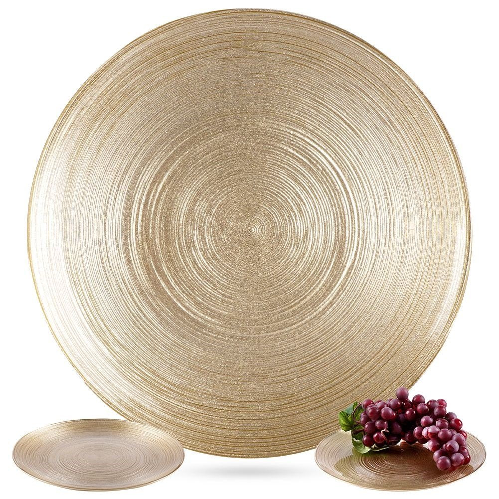 Elegant dessert plate in gold glass, dishwasher safe