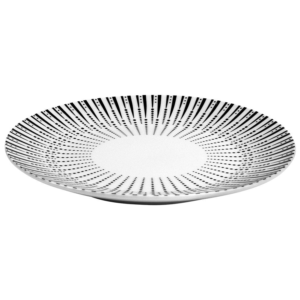 Elegant dessert plate in white porcelain with black decoration
