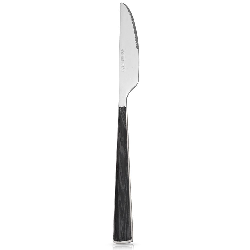 Elegant dining fork 23 cm in stainless steel, wood imitation black