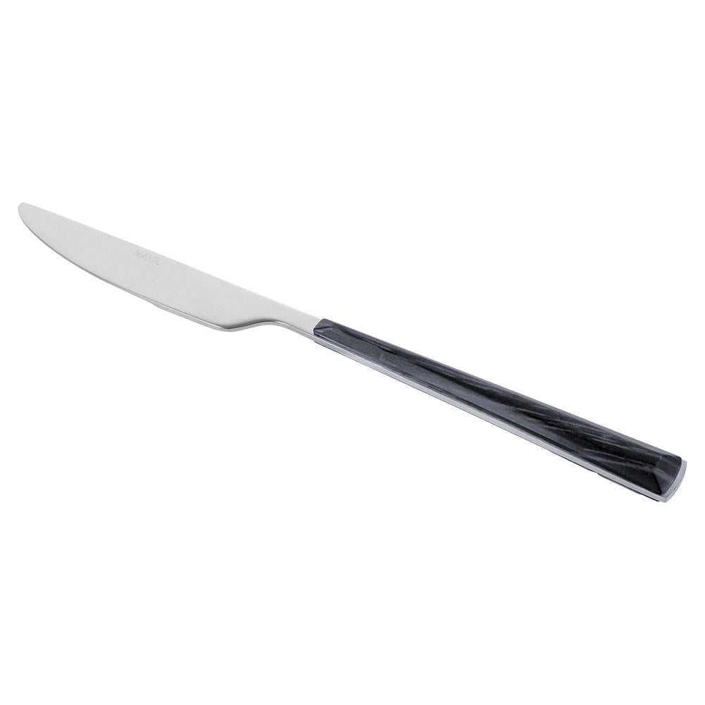 Elegant dining fork 23 cm in stainless steel, wood imitation black