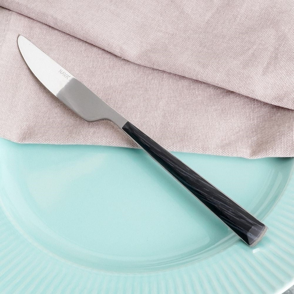 Elegant dining fork 23 cm in stainless steel, wood imitation black
