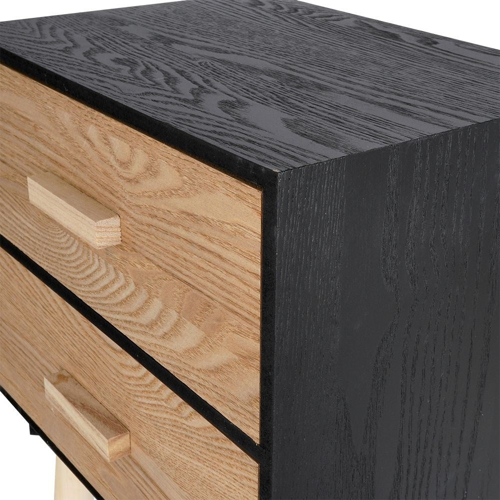 Elegant dresser with two drawers in black and beige MDF
