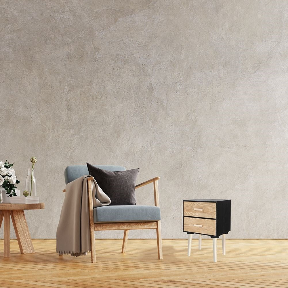 Elegant dresser with two drawers in black and beige MDF
