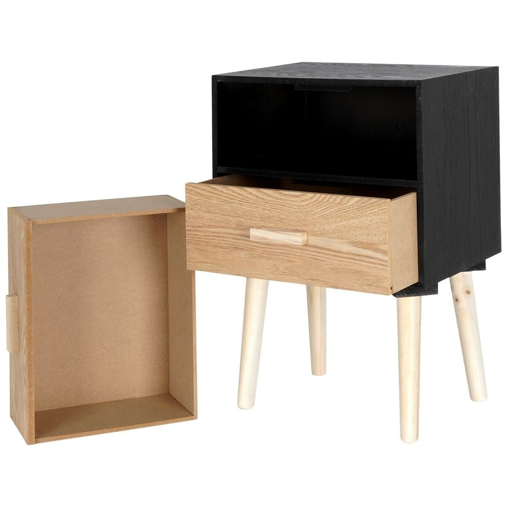 Elegant dresser with two drawers in black and beige MDF