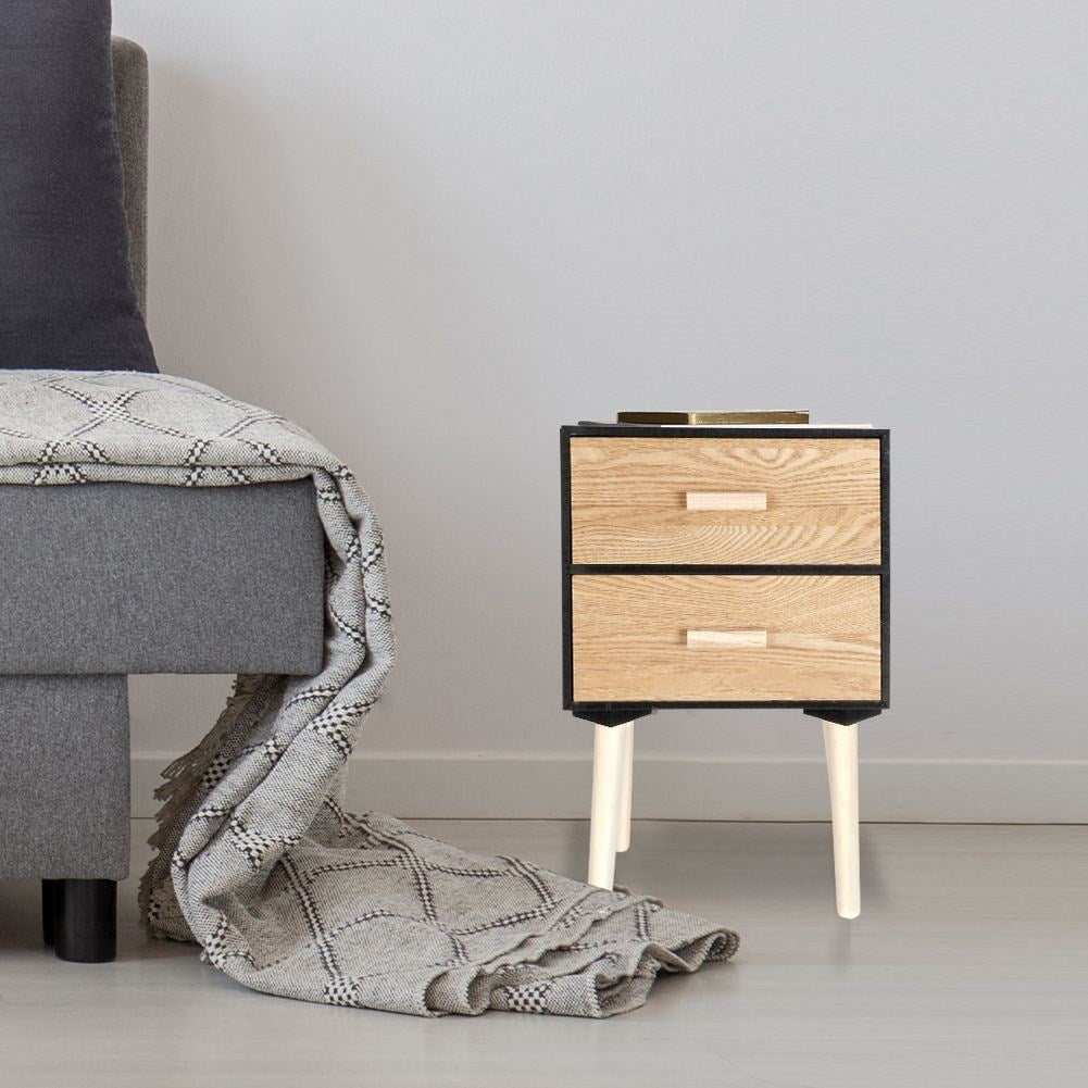 Elegant dresser with two drawers in black and beige MDF