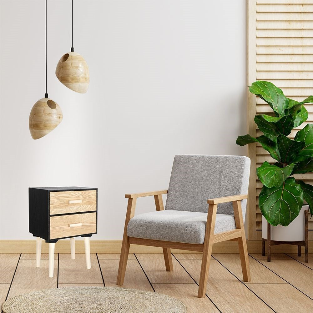 Elegant dresser with two drawers in black and beige MDF