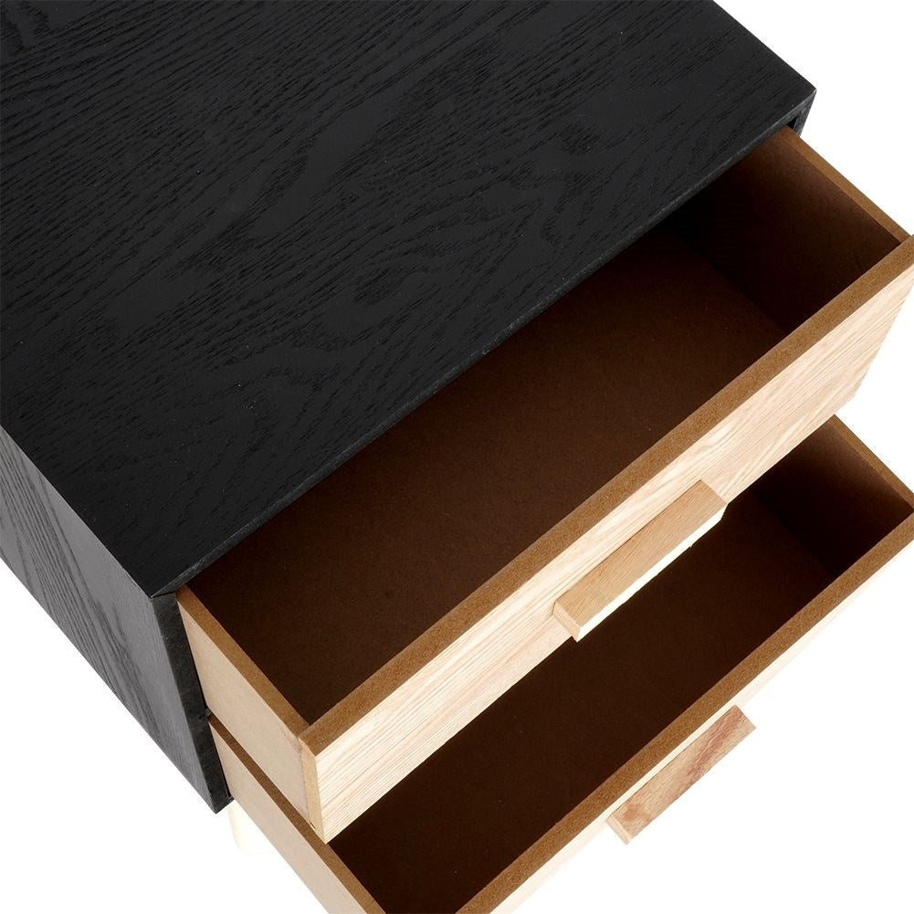 Elegant dresser with two drawers in black and beige MDF