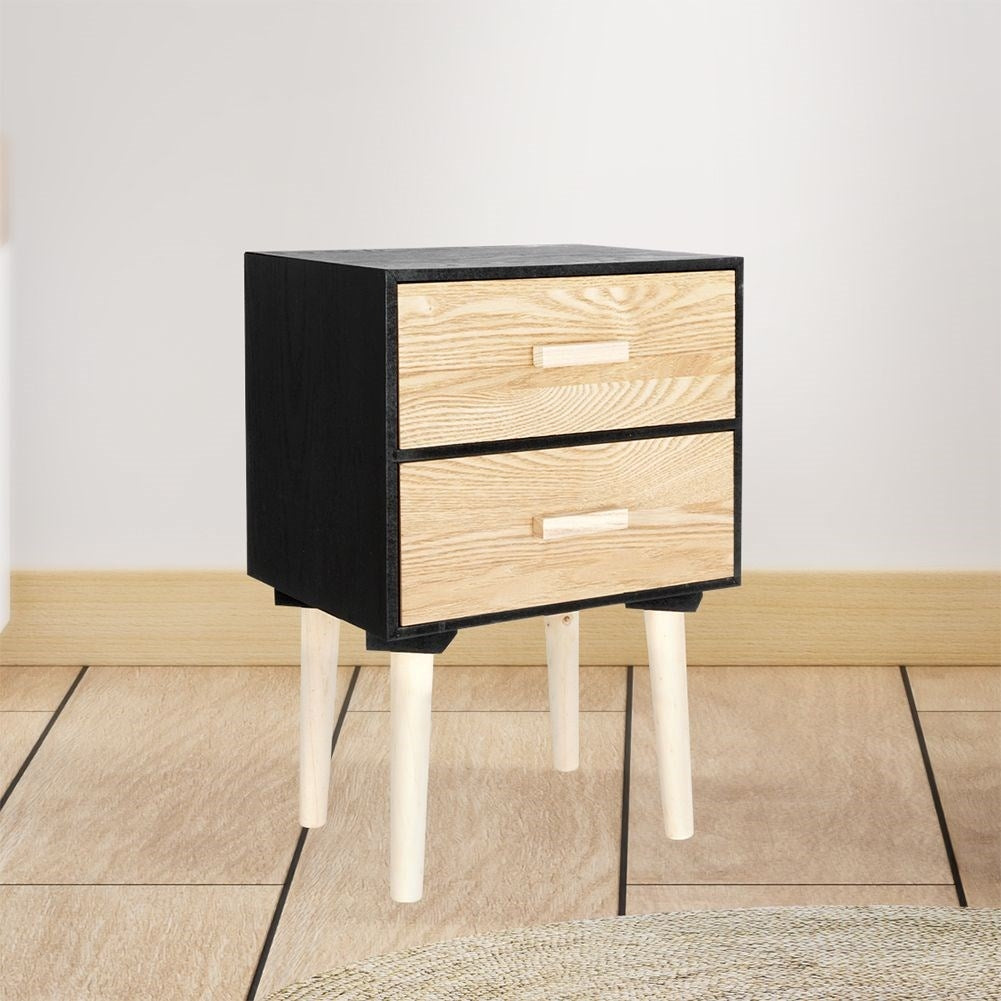 Elegant dresser with two drawers in black and beige MDF
