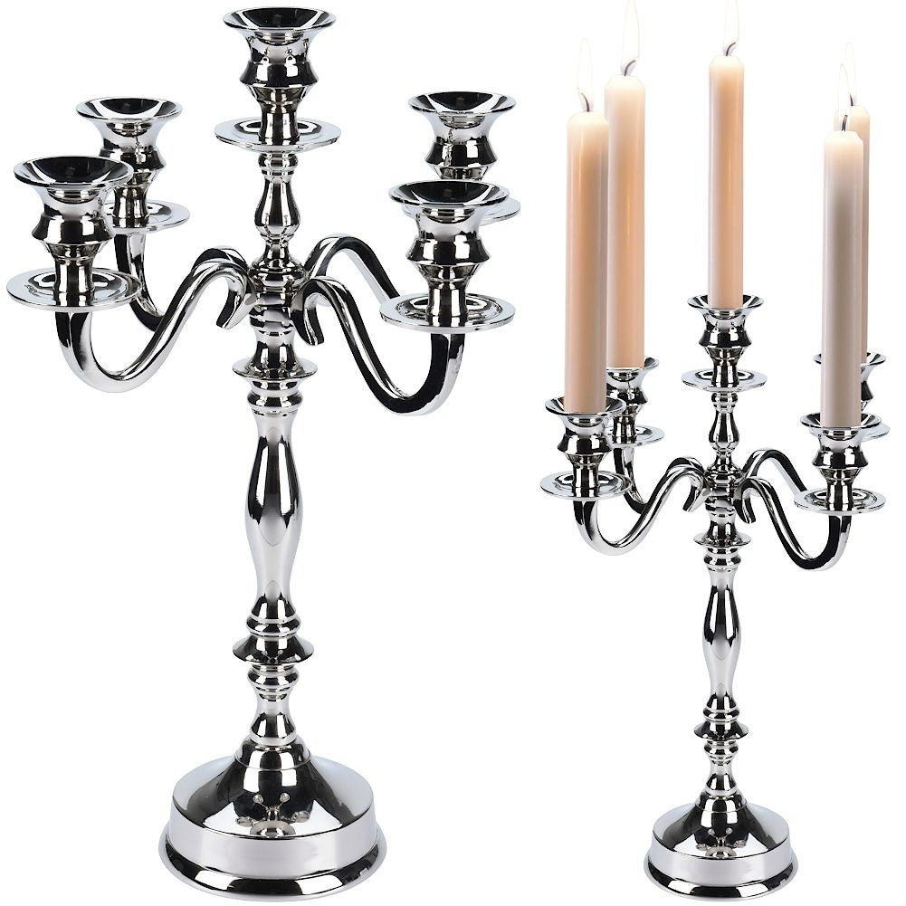 Elegant five-arm candlestick in polished silver