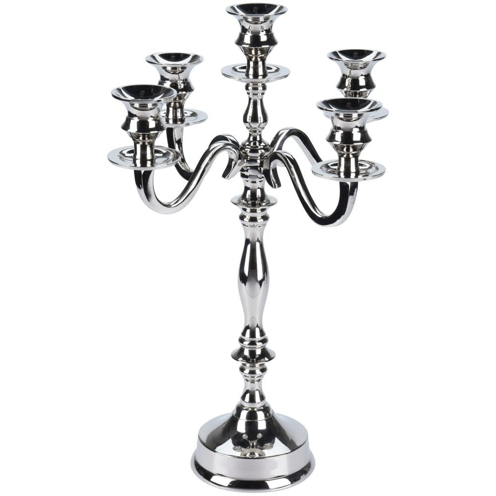 Elegant five-arm candlestick in polished silver