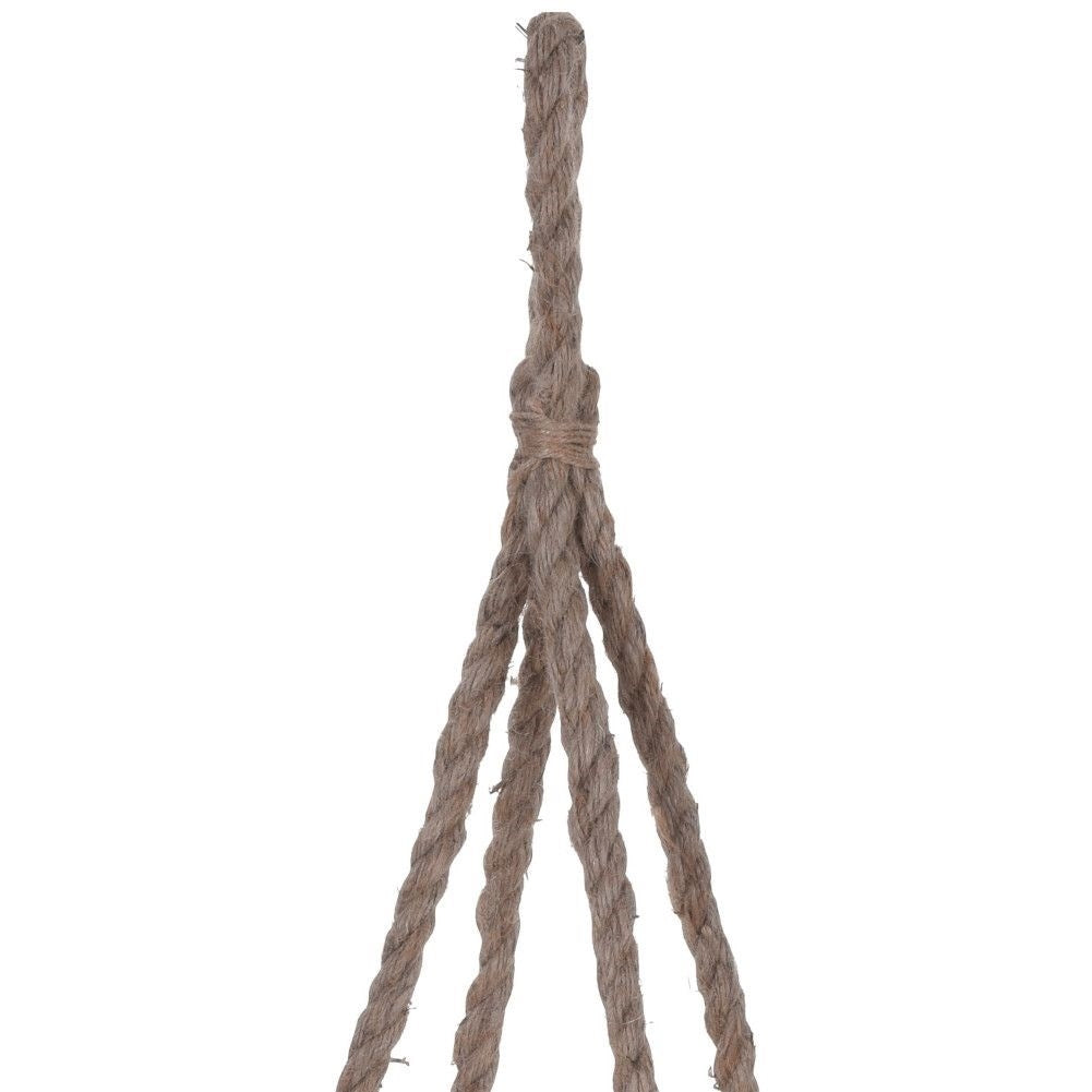 Elegant flower pot made of recycled wood with sturdy rope