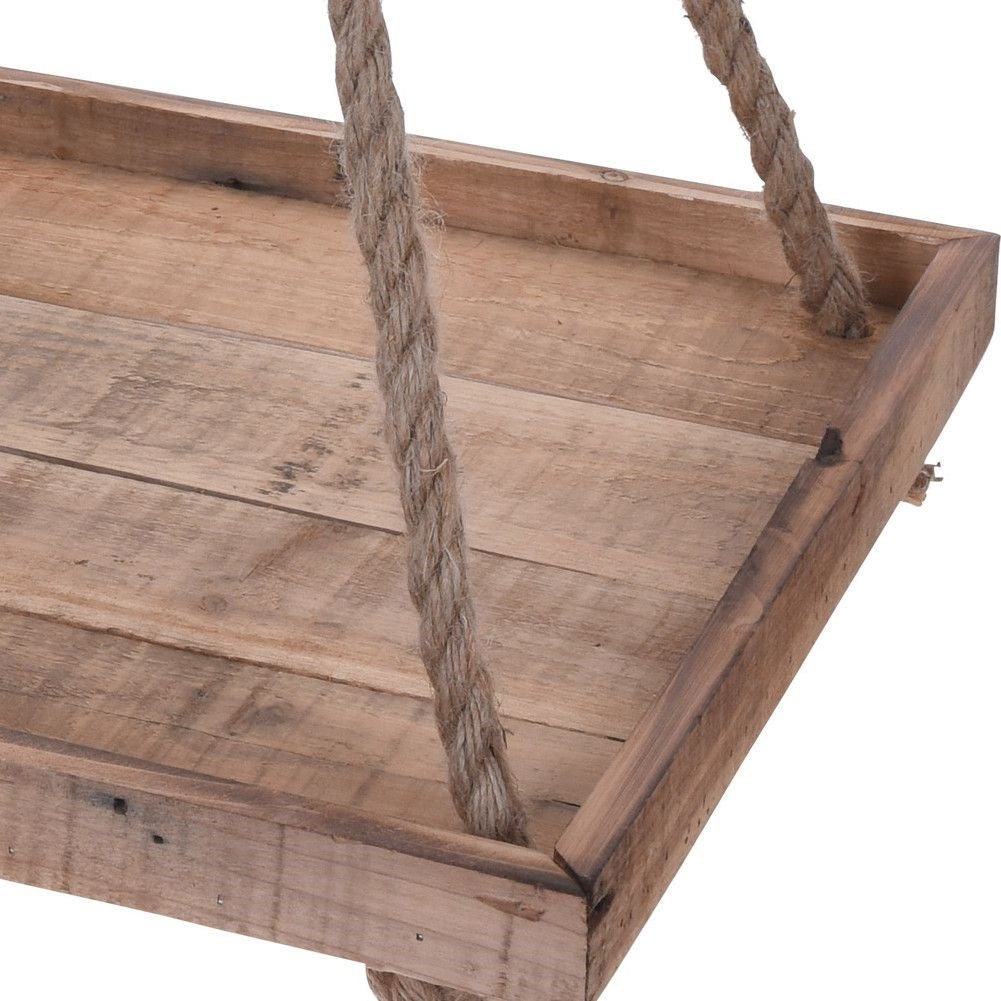 Elegant flower pot made of recycled wood with sturdy rope