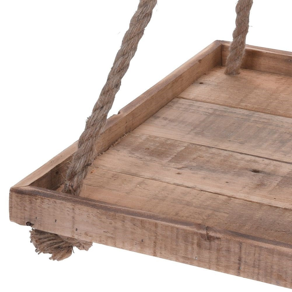 Elegant flower pot made of recycled wood with sturdy rope