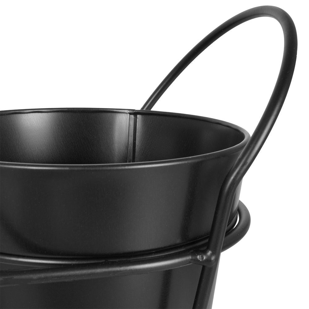 Elegant flower stand for three plants in matt black metal