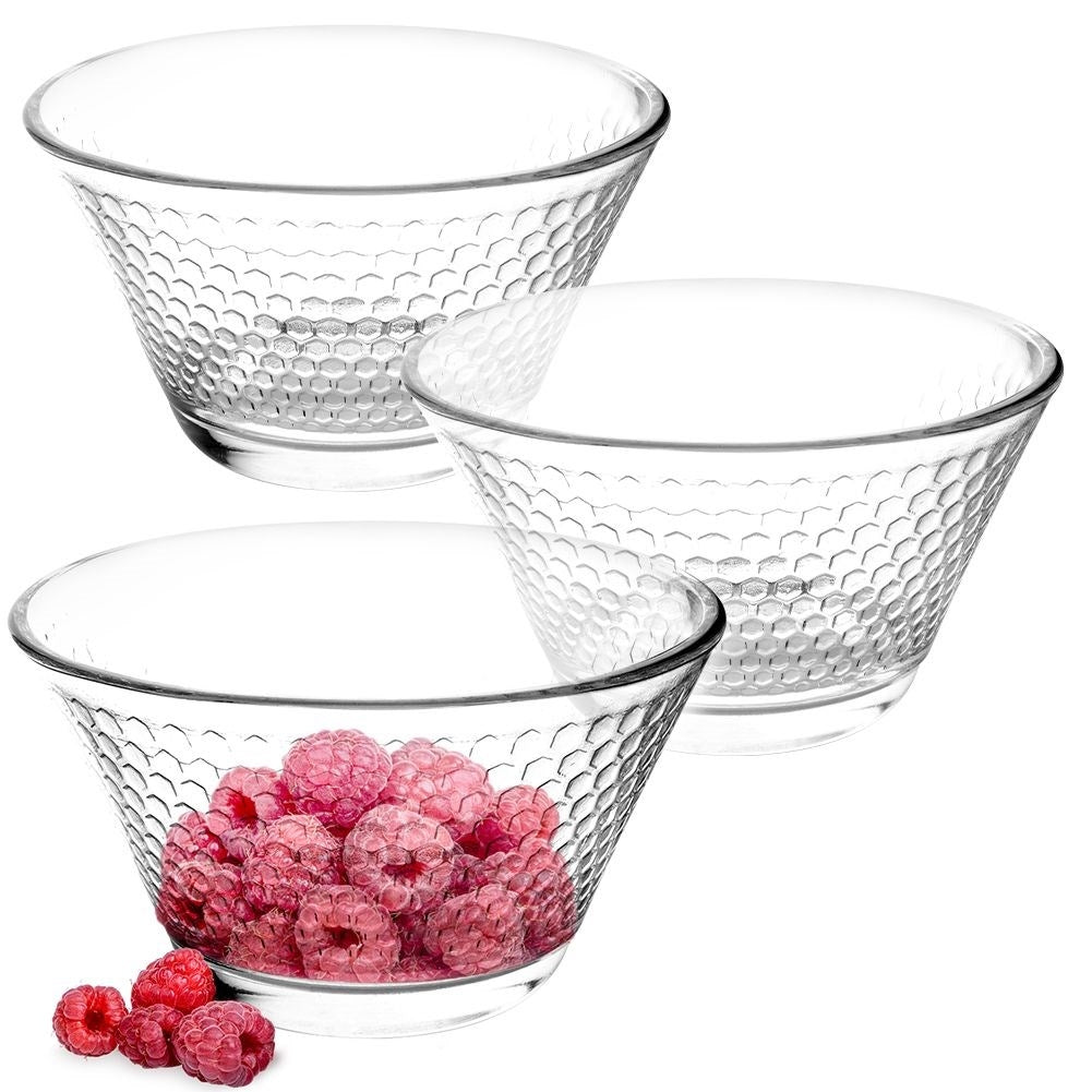 Elegant glass bowl set for salad, snacks, dessert - dishwasher safe