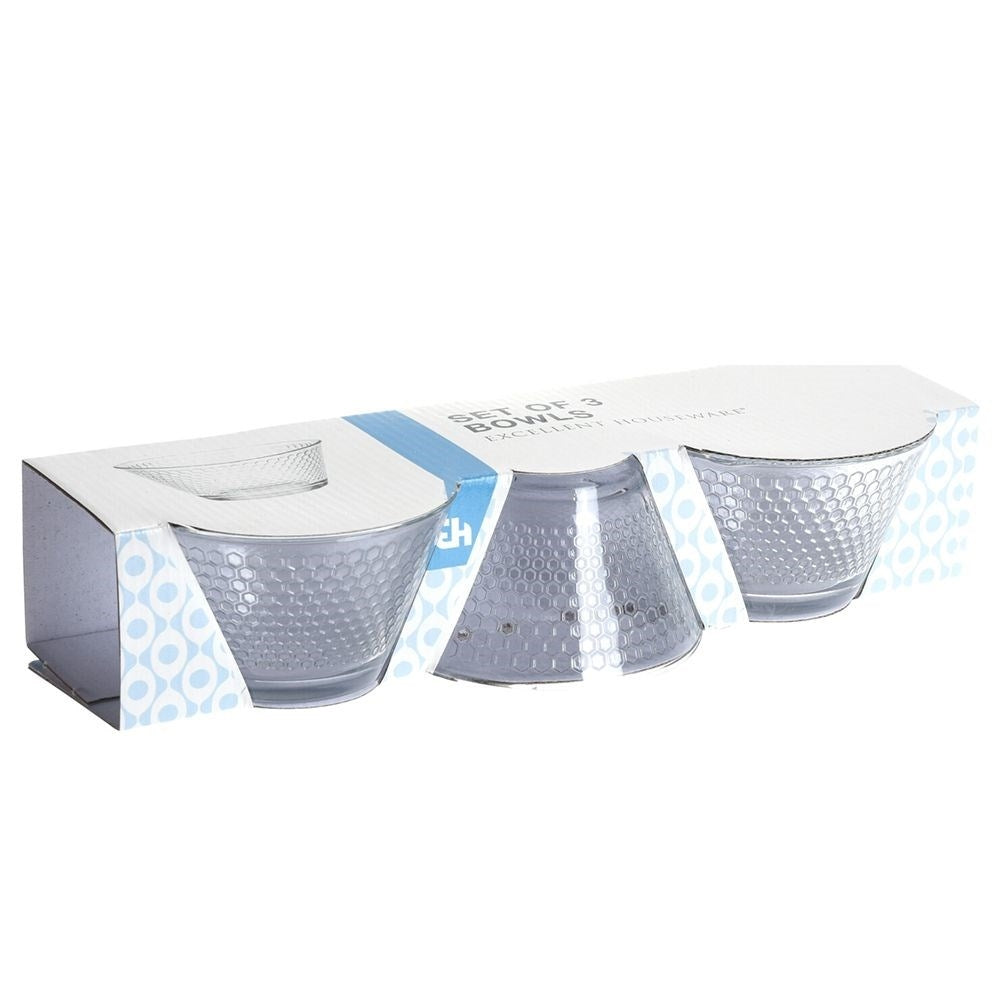 Elegant glass bowl set for salad, snacks, dessert - dishwasher safe