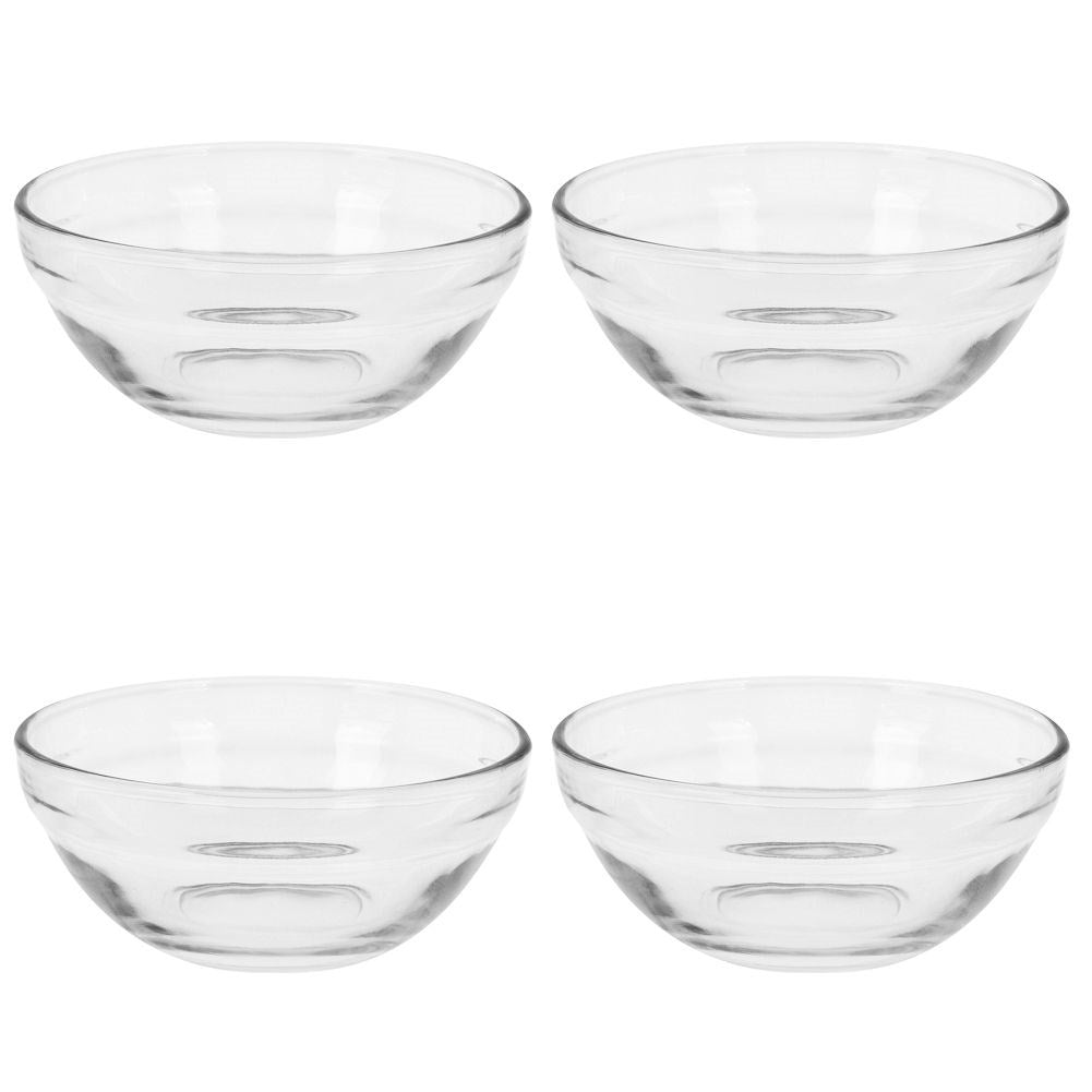Elegant glass bowls for salad, snacks, jelly & pudding