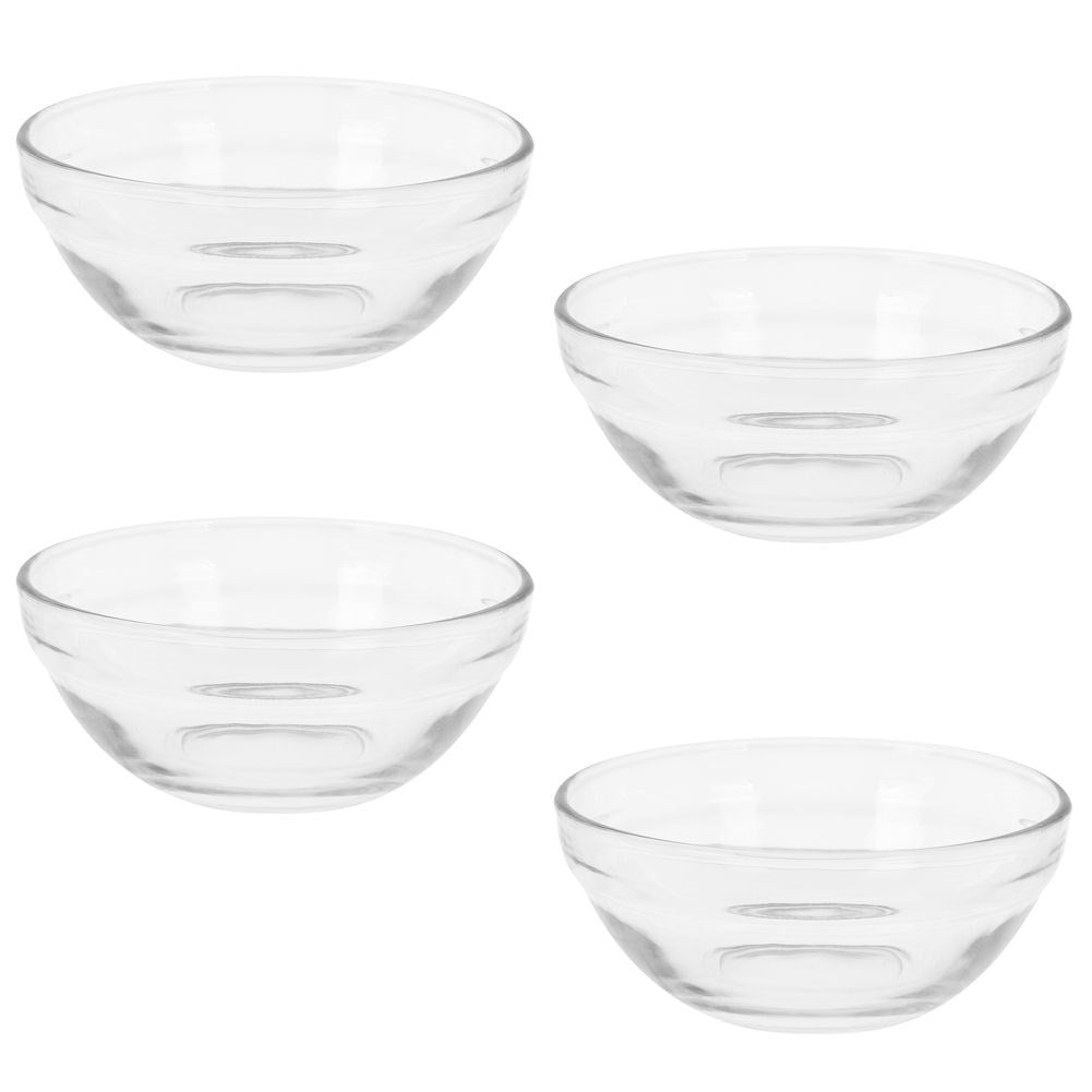 Elegant glass bowls for salad, snacks, jelly & pudding