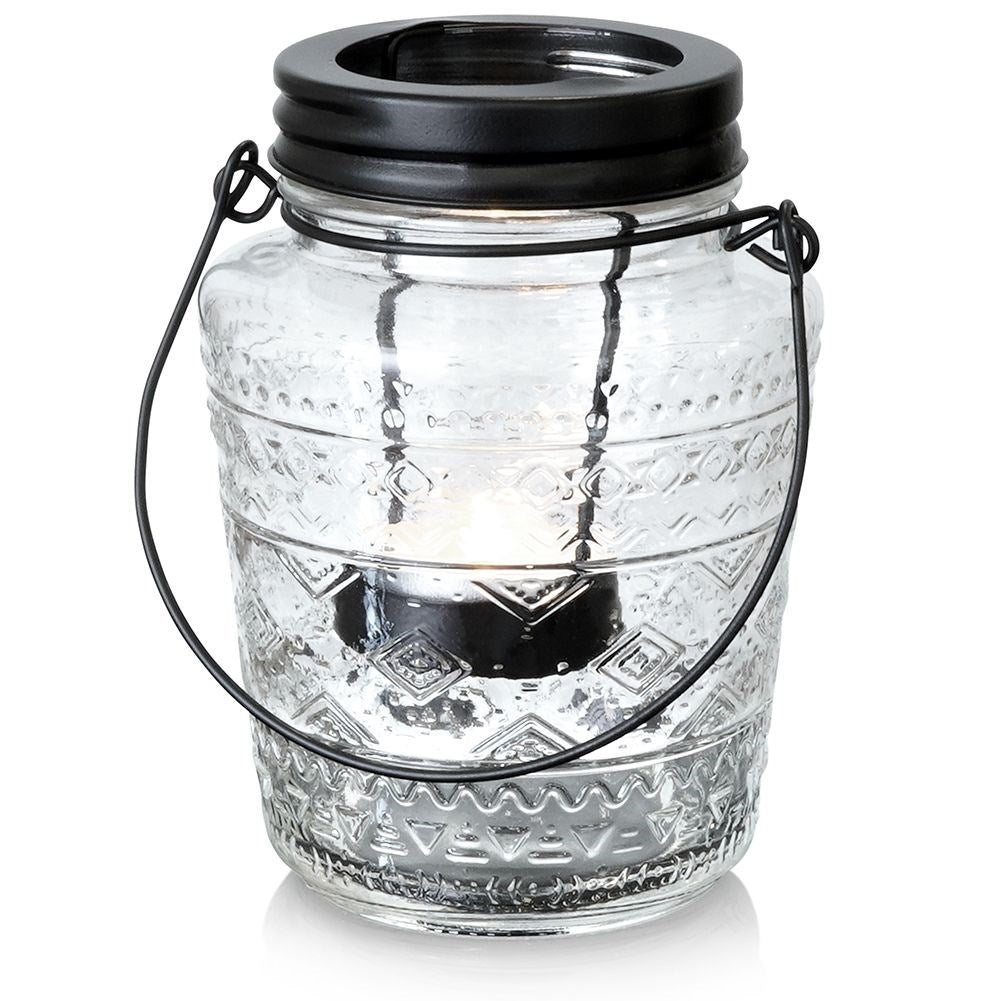 Elegant glass lantern for tea lights, standing or hanging