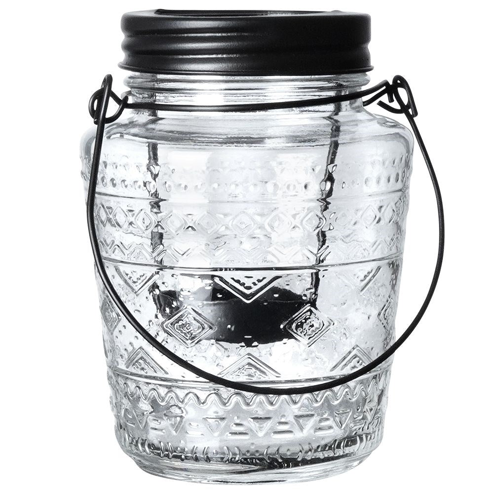 Elegant glass lantern for tea lights, standing or hanging