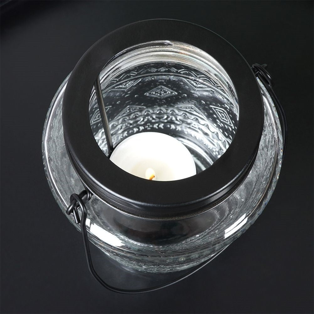 Elegant glass lantern for tea lights, standing or hanging