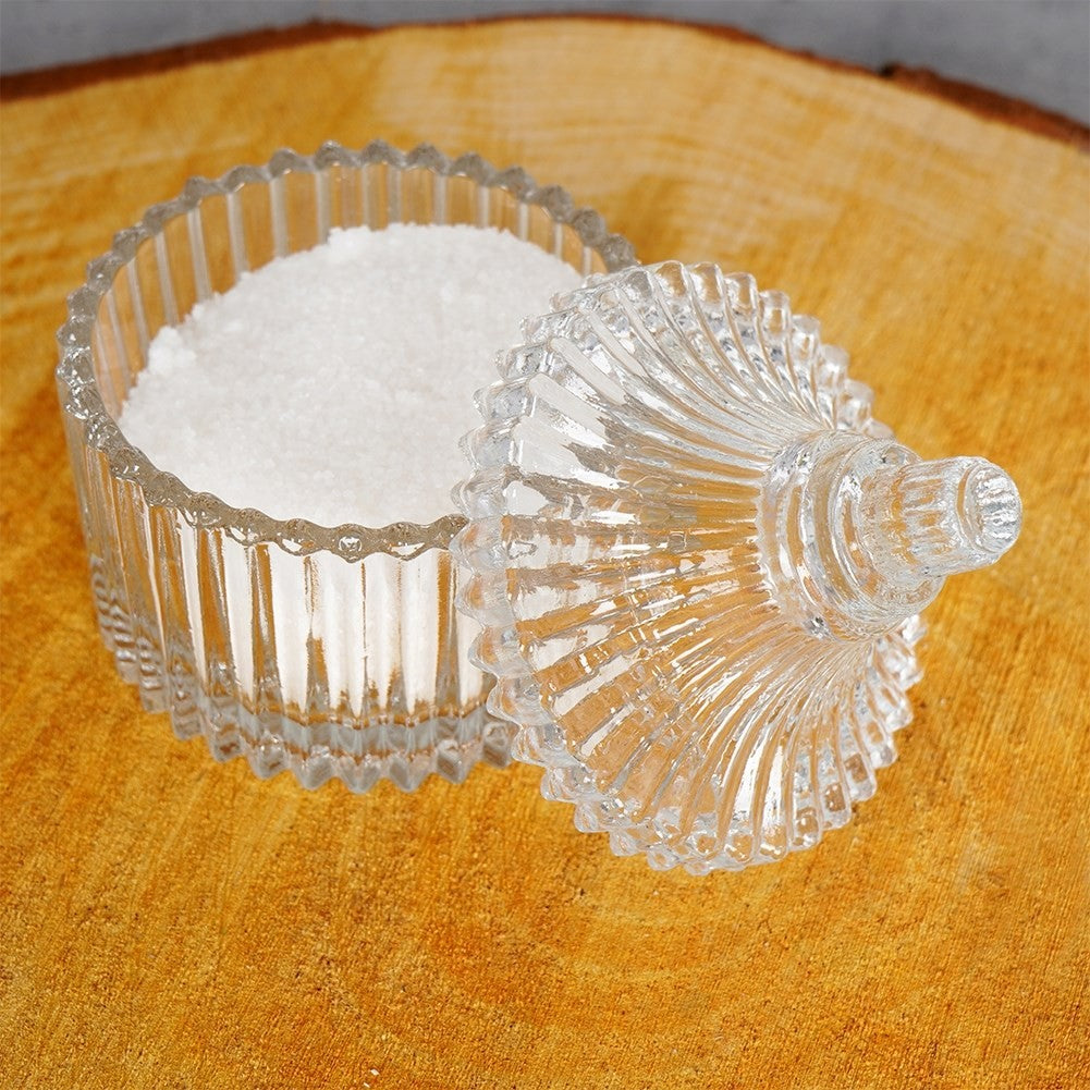 Elegant glass sugar bowl - crystal feel and storage