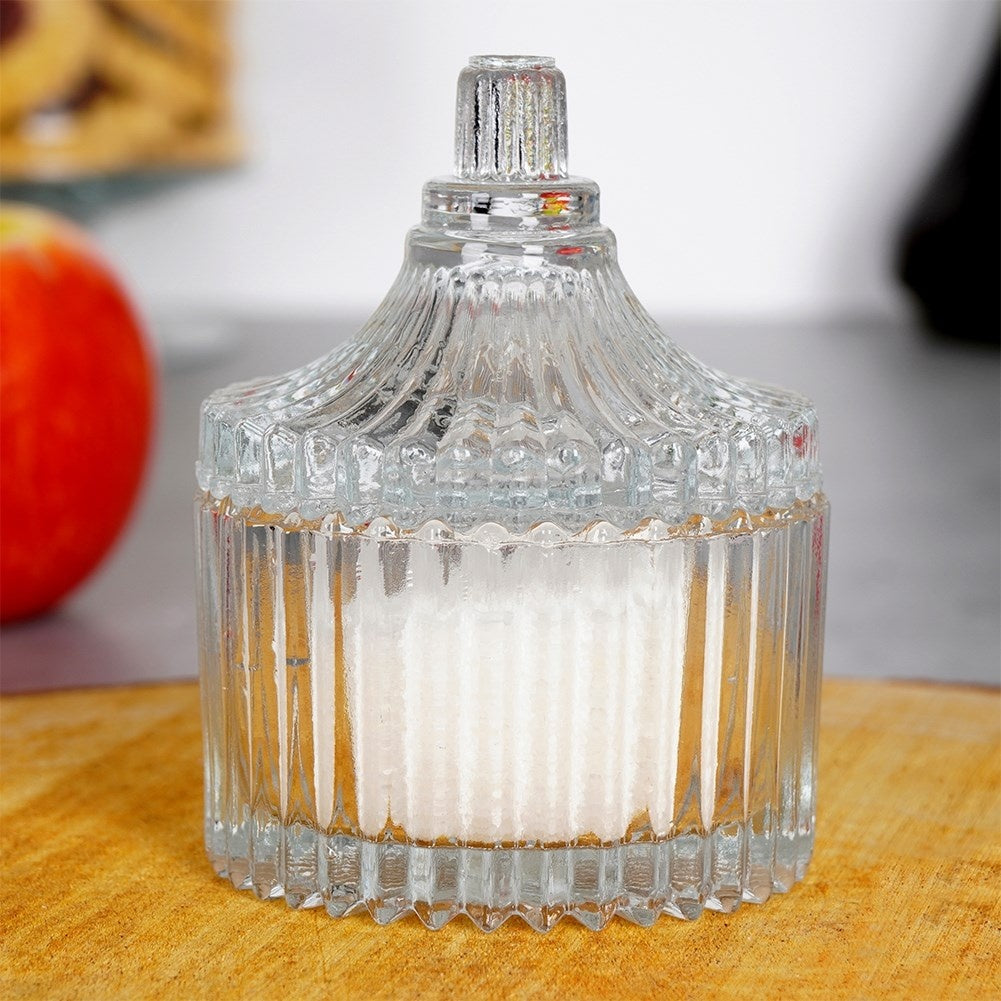 Elegant glass sugar bowl - crystal feel and storage
