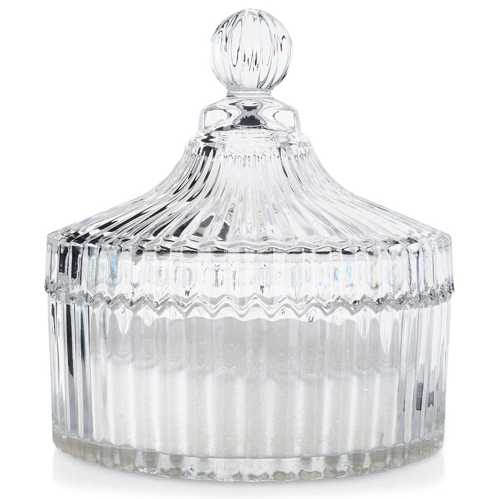 Elegant glass sugar bowl for candles, snacks and sweets