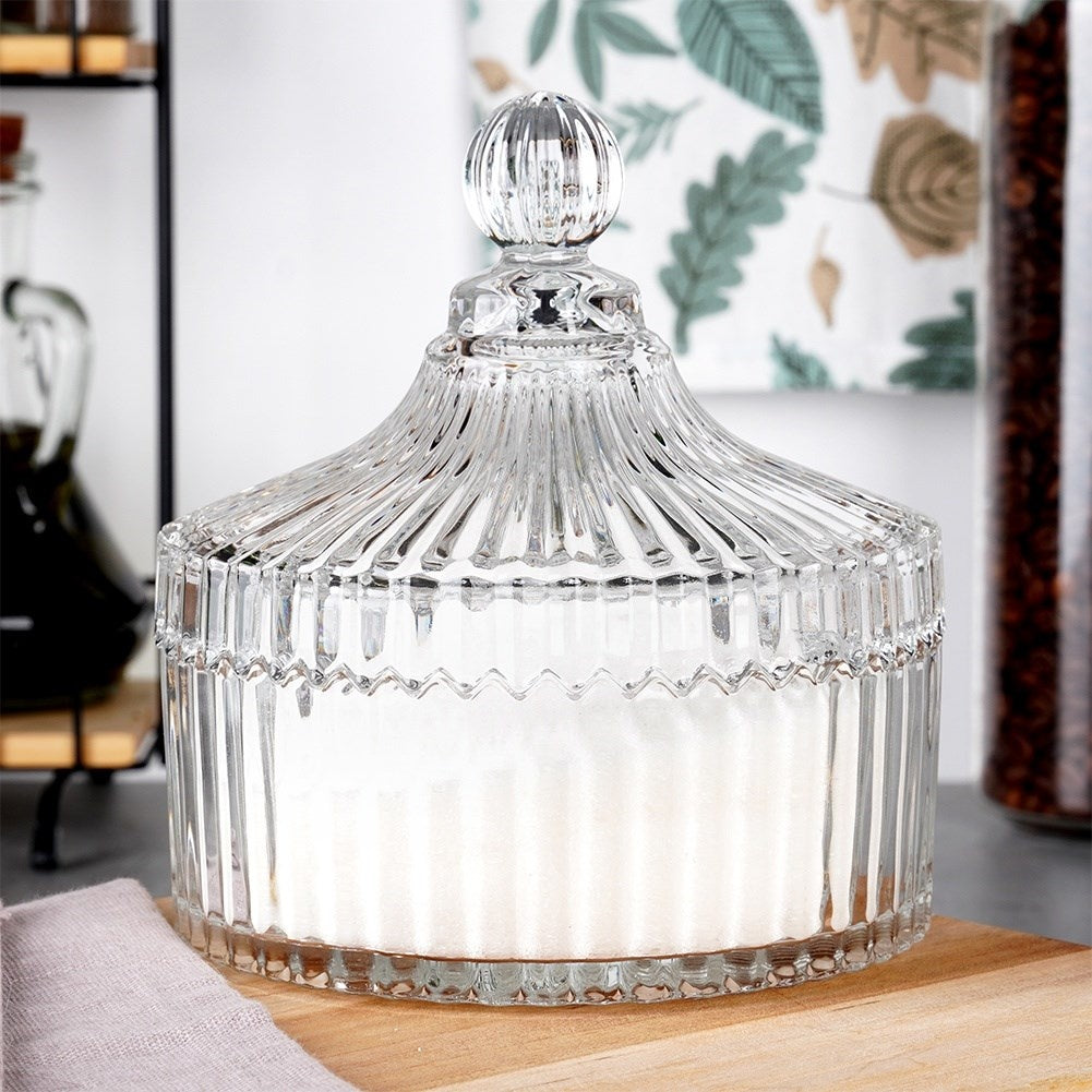 Elegant glass sugar bowl for candles, snacks and sweets