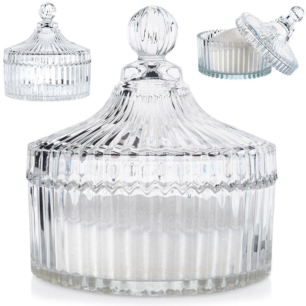 Elegant glass sugar bowl for candles, snacks and sweets