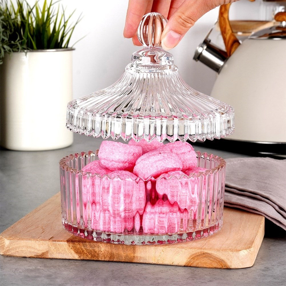 Elegant glass sugar bowl for candles, snacks and sweets