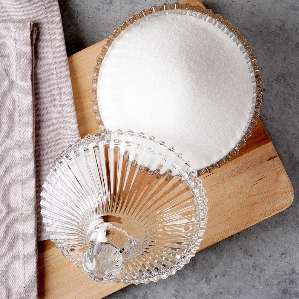 Elegant glass sugar bowl for candles, snacks and sweets