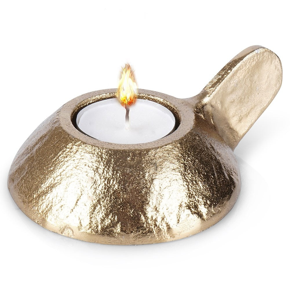 Elegant golden candle lantern in aluminum for tealight candles
