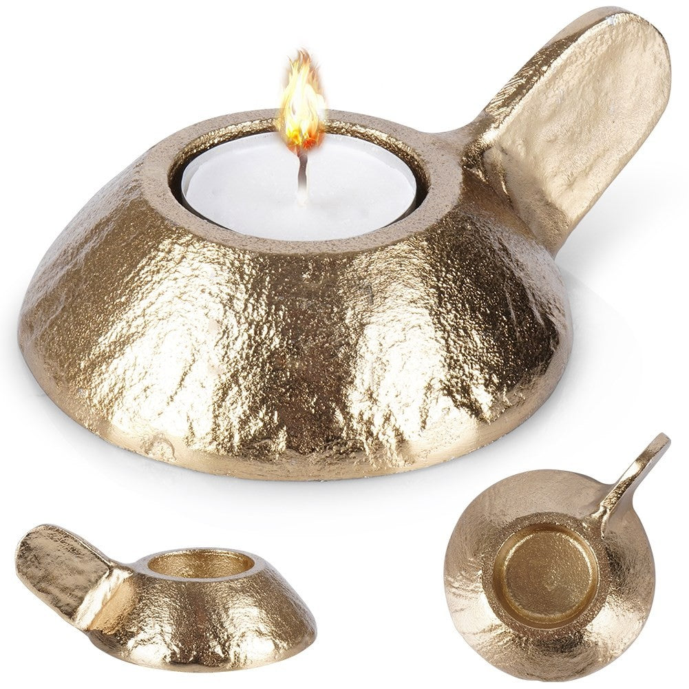 Elegant golden candle lantern in aluminum for tealight candles
