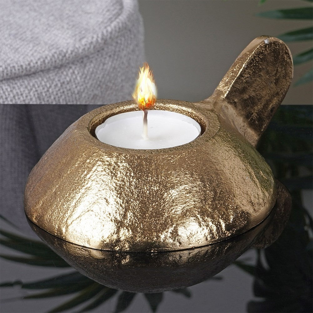 Elegant golden candle lantern in aluminum for tealight candles