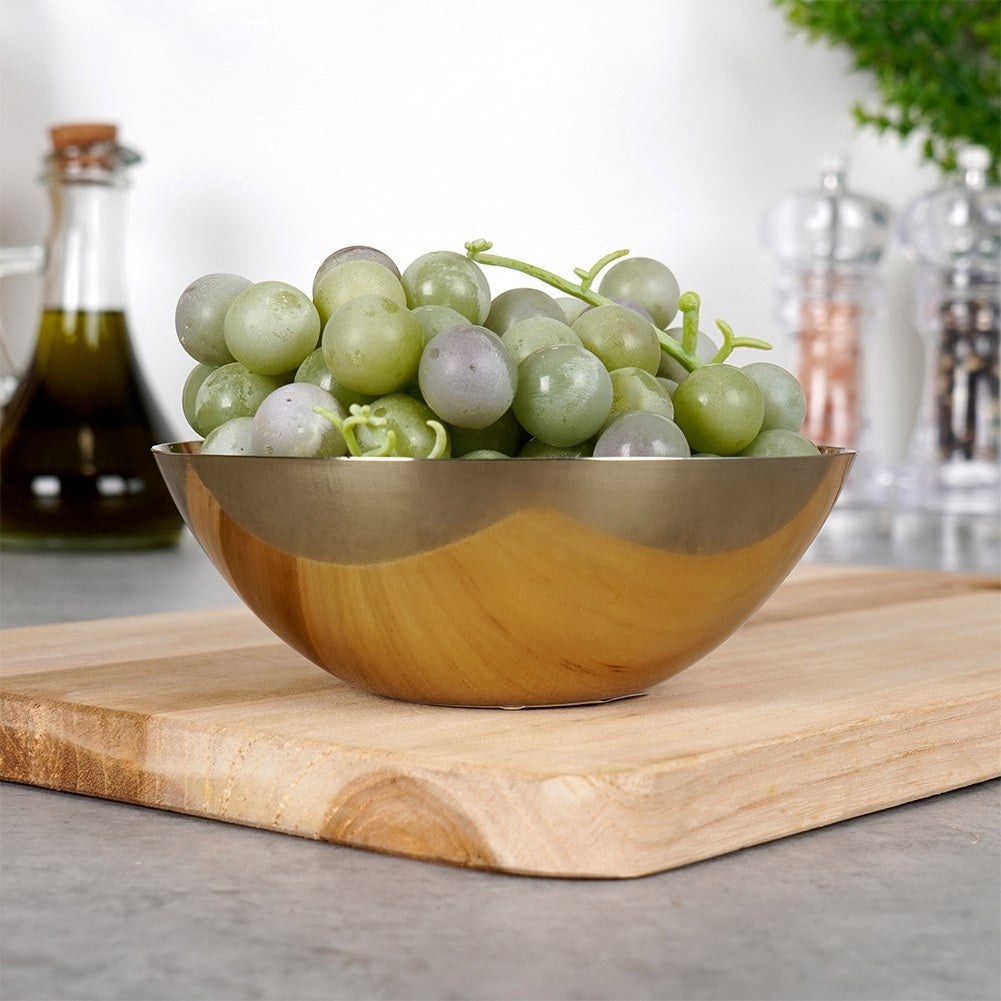 Elegant golden serving bowl in stainless steel