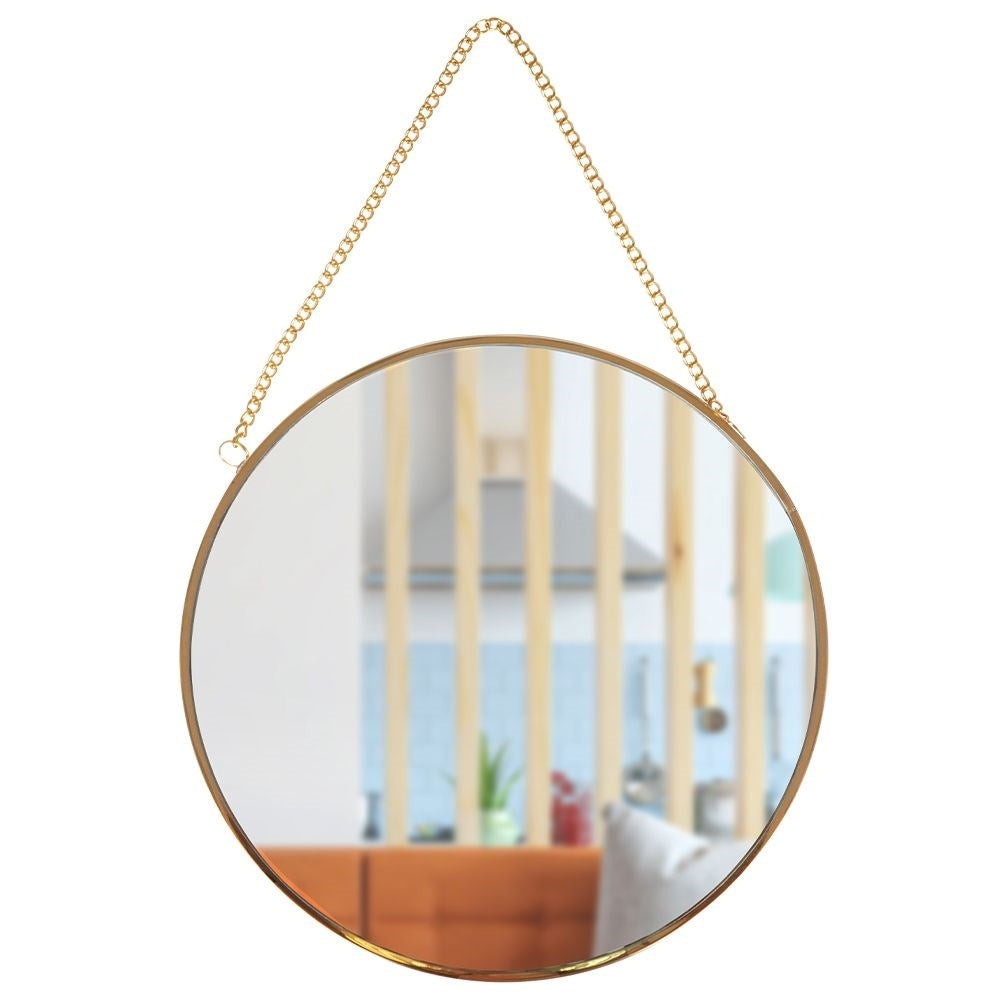 Elegant golden wall mirror 20 cm with chain for all rooms
